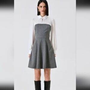 Trixxi Grey Bodice Dress with White Blouse Detail